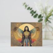 古代エジプトの女神イシス レインボー ゴールド アート ポストカード (スタンド正面)