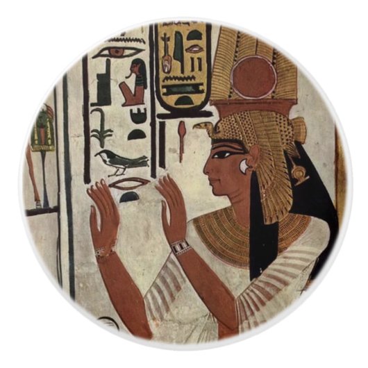 古代エジプトの女神クイーン&象形文字 セラミックノブ (正面)