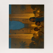 古代エジプトの寺院の神聖なパズル金ゴールド ジグソーパズル (縦)