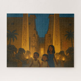 古代エジプトの寺院の神聖なパズル金ゴールド ジグソーパズル