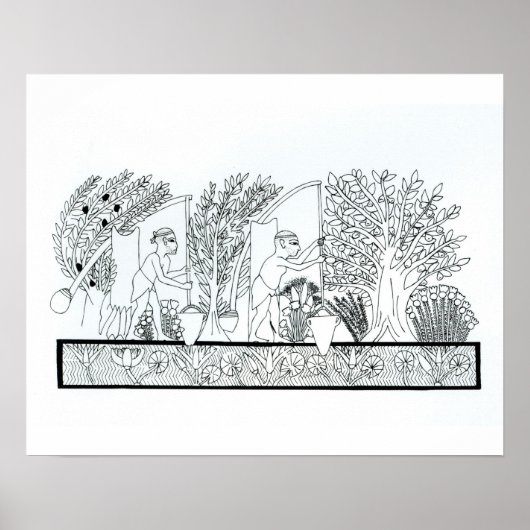 古代エジプトの庭園(版木、銅版、版画)(写真つき) ポスター (正面)