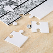 古代エジプトの庭(版木、銅版、版画) (b/wの写真) ジグソーパズル (側面)