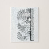 古代エジプトの庭(版木、銅版、版画) (b/wの写真) ジグソーパズル (縦)