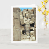 古代エジプトの彫像、ルクソール、エジプト カード (黄色い花)