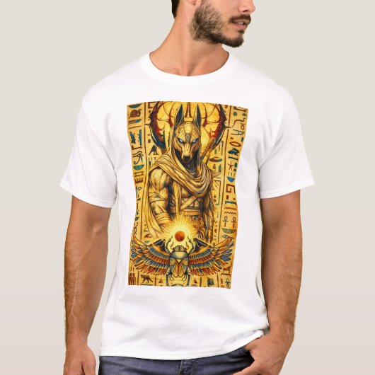 古代エジプトの戦士 - アヌビスの守護者と聖なる力 Tシャツ (正面)