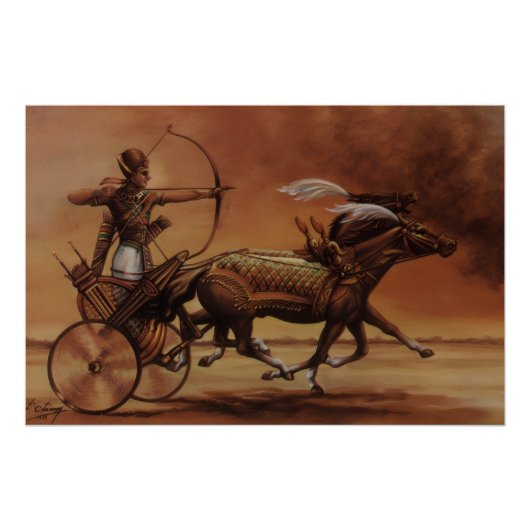 古代エジプトの戦車の弓使い ファインアートプリント ポスター (正面)