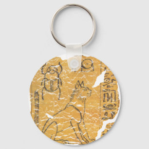 古代エジプトの猫とスカラブ キーホルダー
