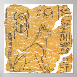 古代エジプトの猫とスカラブ ポスター
