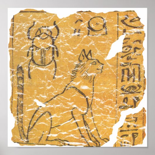 古代エジプトの猫とスカラブ ポスター (正面)