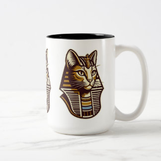 古代エジプトの猫のマグカップ - ファラオ猫デザイン ツートーンマグカップ