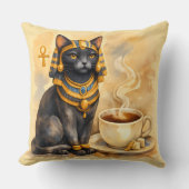 古代エジプトの猫バステトにインスパイアされた装飾 クッション (正面)