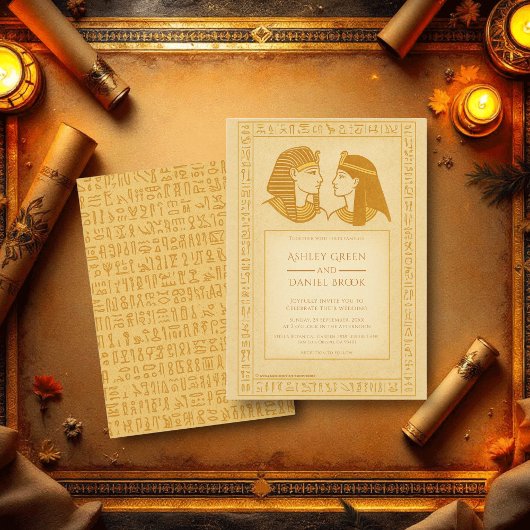 古代エジプトの王と古いエジプト結婚王妃 招待状