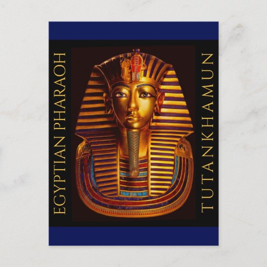 古代エジプトの王トゥタンカーメンの金の副葬マスク ポストカード (正面)