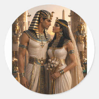 古代エジプトの王室ウェディングペアハンドファン ラウンドシール