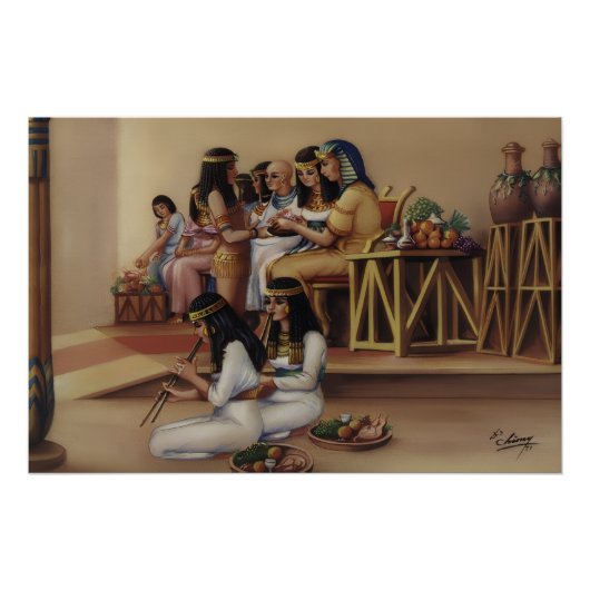 古代エジプトの王室宴会 ファインアートプリント ポスター (正面)
