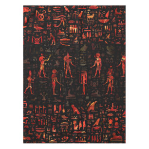 古代エジプトの神々と絵文字-赤大理石 テーブルクロス