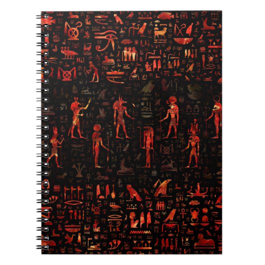 古代エジプトの神々と絵文字-赤大理石 ノートブック (正面)
