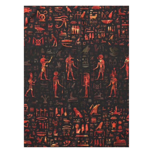 古代エジプトの神々と象形文字 – 赤大理石 テーブルクロス (正面)
