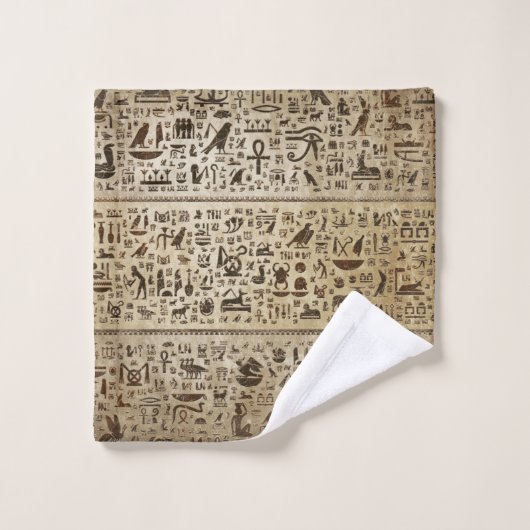 古代エジプトの神およびヒエログリフ バスタオルセット (ウォッシュタオル)