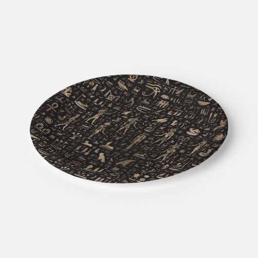古代エジプトの神およびヒエログリフ ペーパープレート (アングル)
