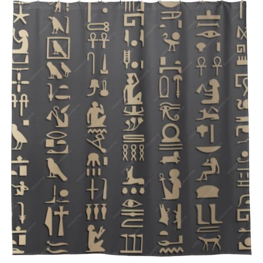古代エジプトの神殿の書記、象形文字が示す シャワーカーテン (正面)