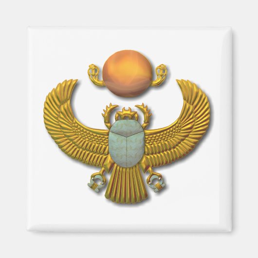 古代エジプトの神聖なスカラブ – 金ゴールド マグネット (正面)