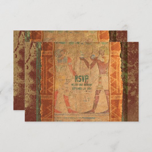 古代エジプトの結婚式RSVP返信カード 出欠カード (正面/裏面)