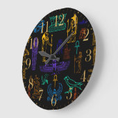 古代エジプトの絵文字と記号 ラージ壁時計 (傾斜)