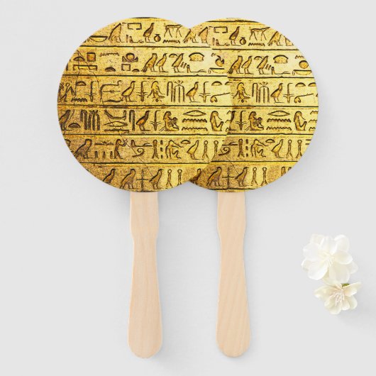 古代エジプトの絵文字イエローハンドファン ハンドファン (正面&裏面)