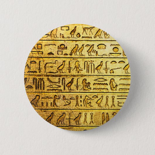 古代エジプトの絵文字イエローボタン 缶バッジ (正面)