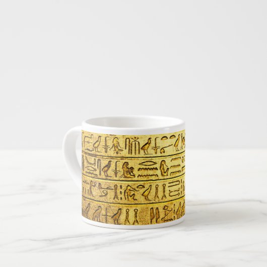 古代エジプトの絵文字イエロー専門マグカップ エスプレッソカップ (正面左)