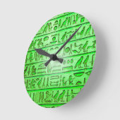 古代エジプトの絵文字グリーン ラウンド壁時計 (傾斜)
