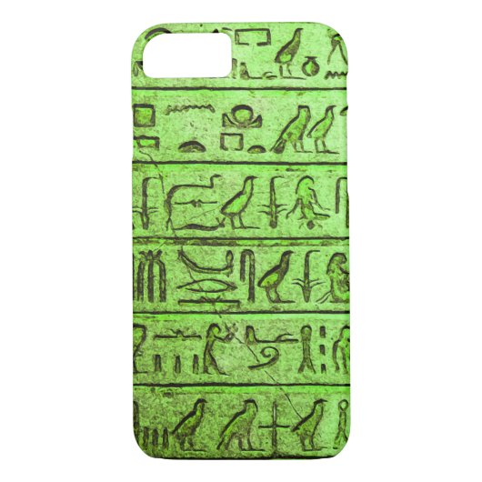 古代エジプトの絵文字グリーンiPhoneケース Case-Mate iPhoneケース (裏面)