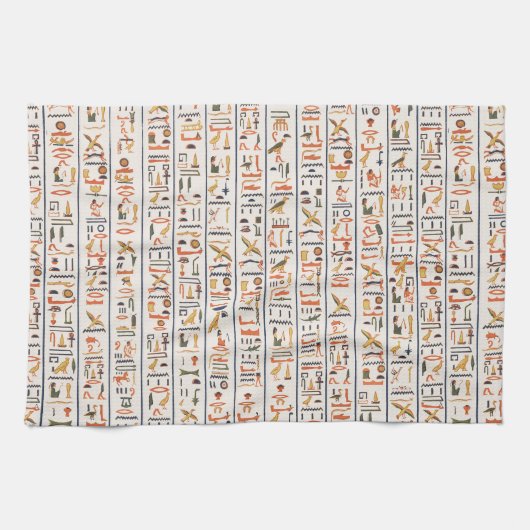 古代エジプトの絵文字パターンの背景 キッチンタオル (横)