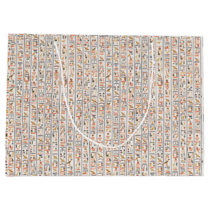 古代エジプトの絵文字パターンの背景 ラージペーパーバッグ