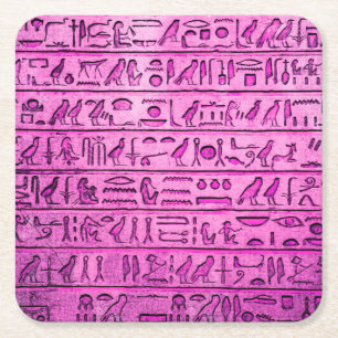 古代エジプトの絵文字パープル紙コースター スクエアペーパーコースター