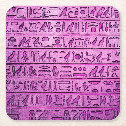 古代エジプトの絵文字パープル紙コースター スクエアペーパーコースター (正面)