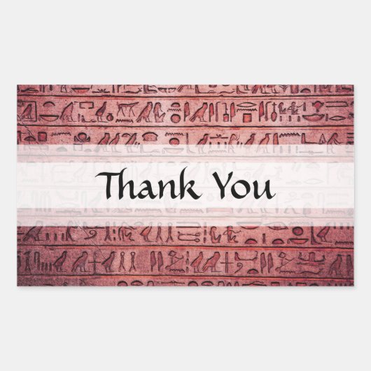 古代エジプトの絵文字レッド 長方形シール (正面)