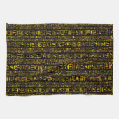 古代エジプトの絵文字金ゴールドと黒い色 キッチンタオル (横)