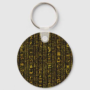 古代エジプトの絵文字金ゴールドと黒い色 キーホルダー