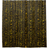 古代エジプトの絵文字金ゴールドと黒い色 シャワーカーテン (正面)