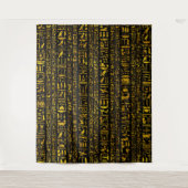 古代エジプトの絵文字金ゴールドと黒い色 タペストリー (正面)
