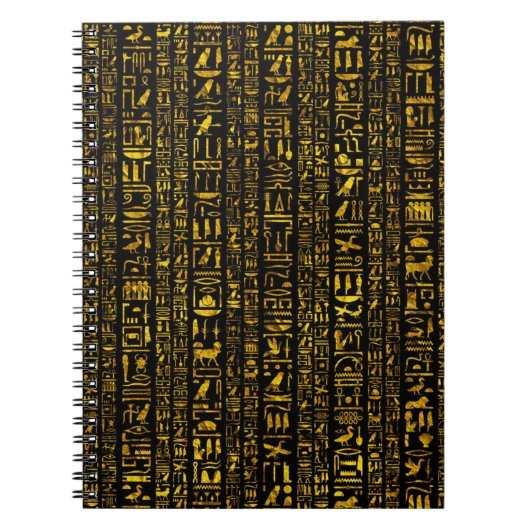 古代エジプトの絵文字金ゴールドと黒い色 ノートブック (正面)