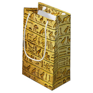 古代エジプトの絵文字黄色い抱き枕 スモールペーパーバッグ