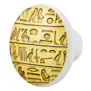 古代エジプトの絵文字黄色い陶器のノブ セラミックノブ