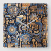 古代エジプトの織物の壁時計 スクエア壁時計 (正面)