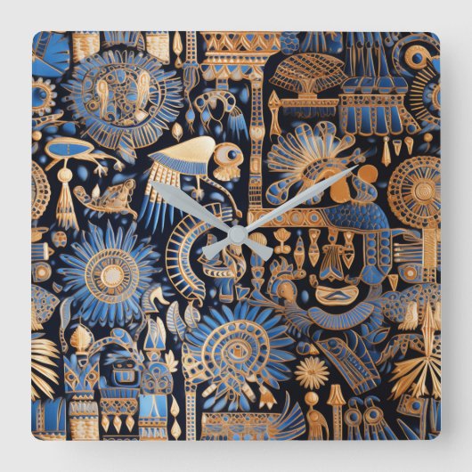 古代エジプトの織物の壁時計 スクエア壁時計 (正面)