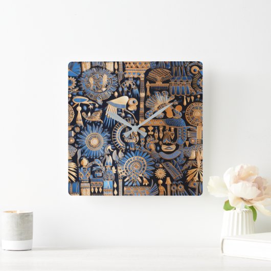 古代エジプトの織物の壁時計 スクエア壁時計 (ホーム)