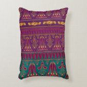 古代エジプトの美しい柄で紫とティール（緑がかった色） アクセントクッション (正面(垂直))