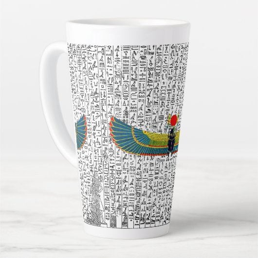 古代エジプトの翼のあるスカーラブマウスパッドコーヒームー カフェラテマグ (左アングル)